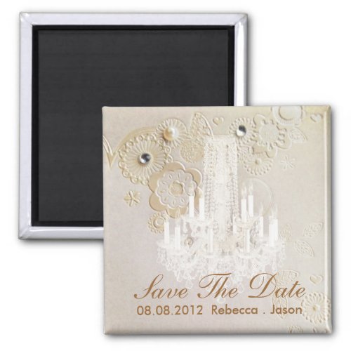 swirls chandelier vintage wedding save the date magnet