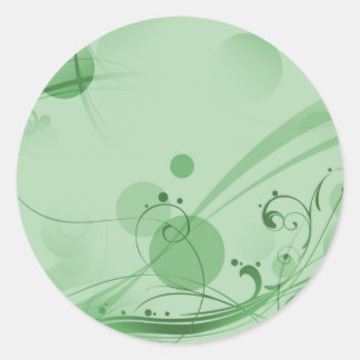 Swirls Circles Dots - Green Classic Round Sticker