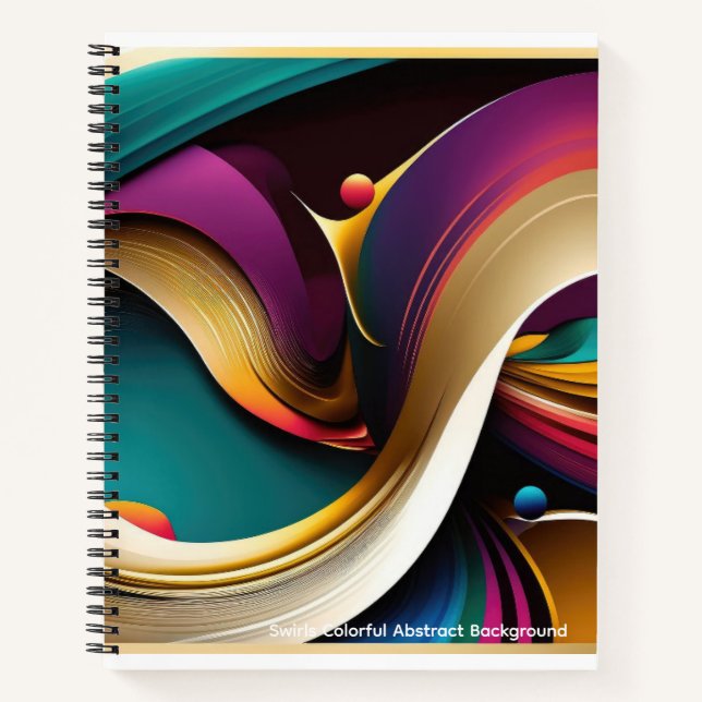 Swirls Colorful Abstract Spiral Notebook (Front)