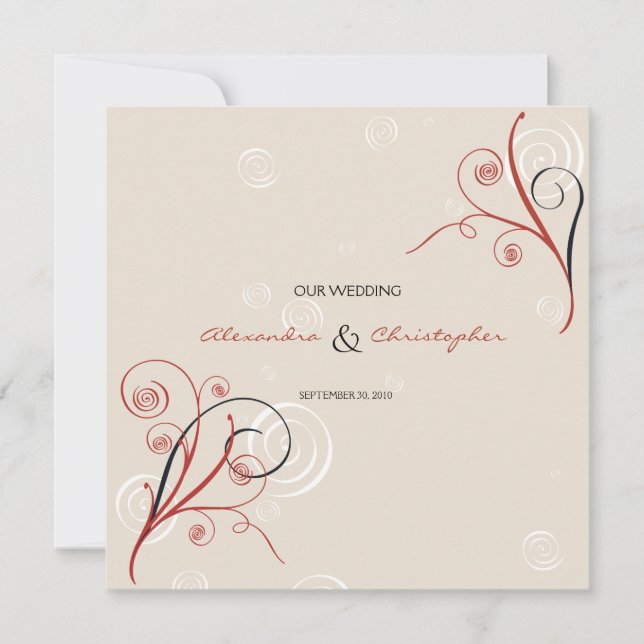Swirls Elegant Wedding Announcement (Front)