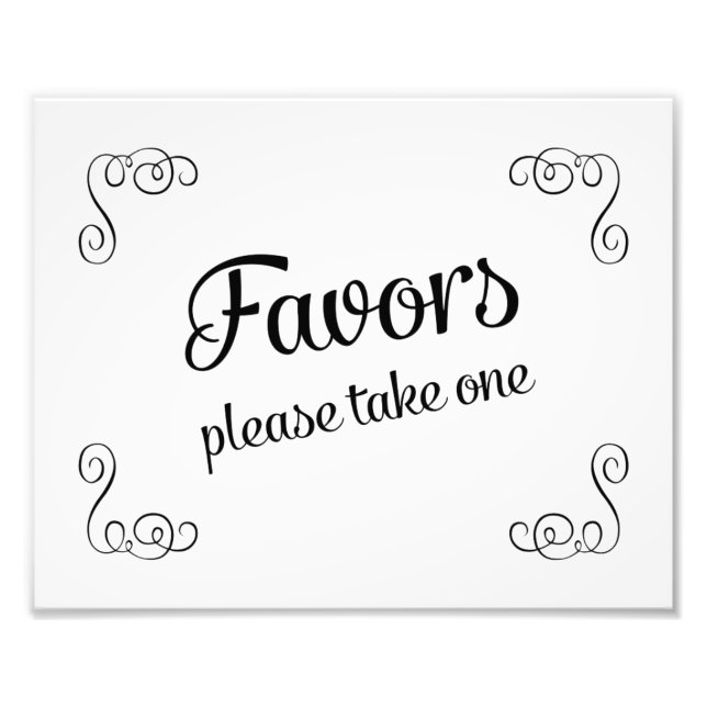 Swirls Favors Please Take One Wedding Sign (Front)