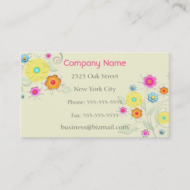 Swirls & Flowers Business Card (Front)