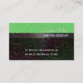 Swirls,  Hemlock Green Stripe Marketing Consultant Business Card (Back)