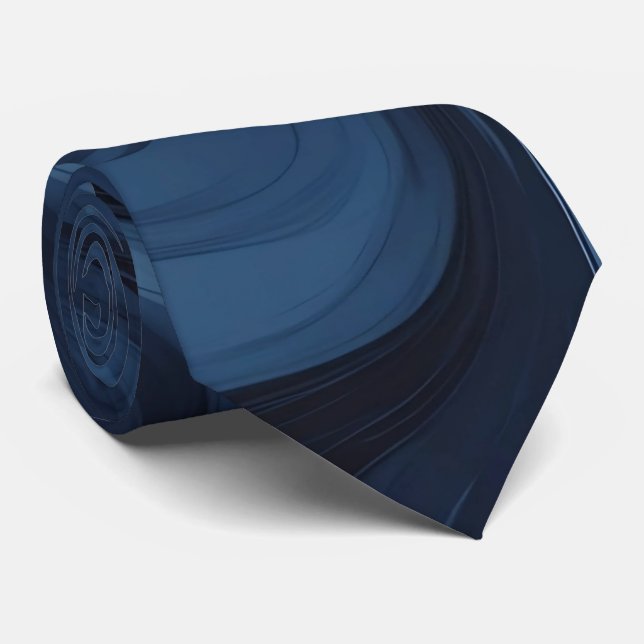 Swirls in Blue and Black Neck Tie (Rolled)