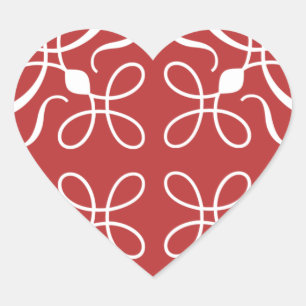 Swirls in Candy Red Heart Sticker