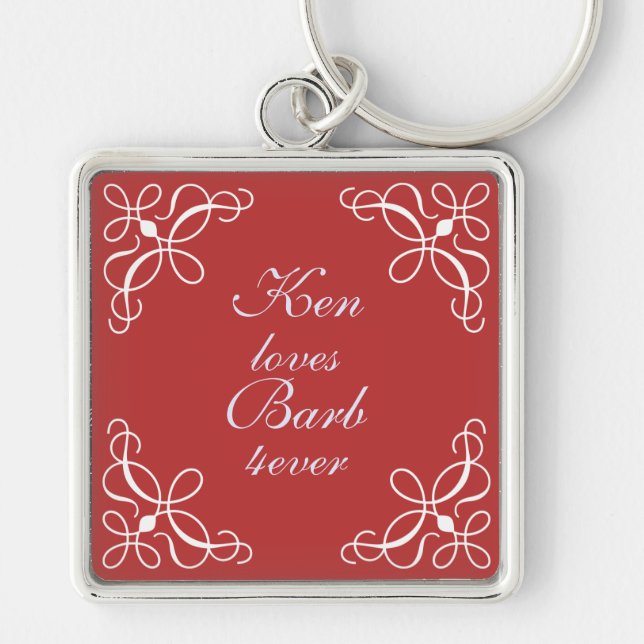 Swirls in Candy Red Key Chain (Front)