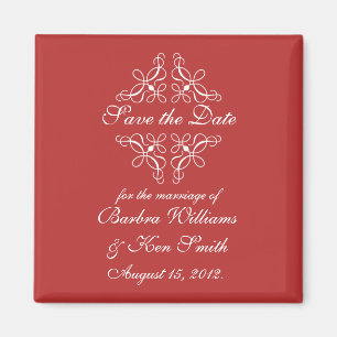 Swirls in Candy Red Save The Date Magnet