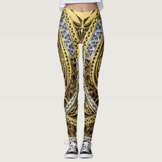 swirls in gold silver and onyx leggings