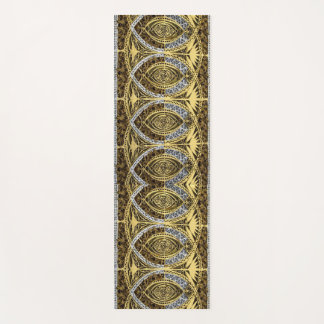 swirls in gold silver and onyx print yoga mat