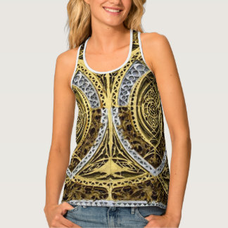 swirls in gold silver onyx print tank top