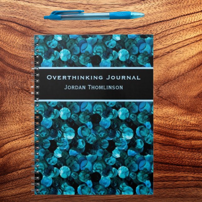 Swirls in Light Blue Aqua Teal and Black Stunning Notebook (Creator Uploaded)