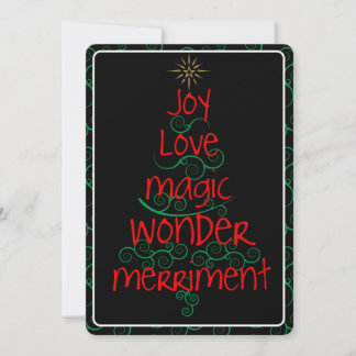 Swirls • Joy • Love • Magic • Wonder • Merriment Holiday Card
