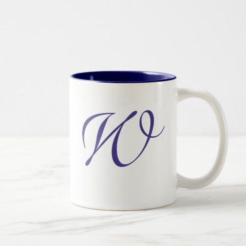 Swirls Monogrammed Mug for Dark Blue