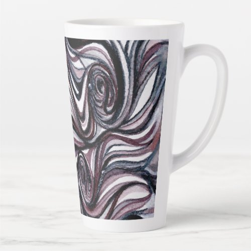 Swirls of black and white Coffee on a 17 oz Tall Latte Mug