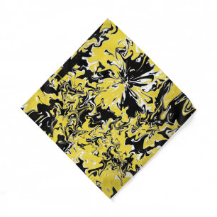 Swirls of Black, White and Yellow Bandana