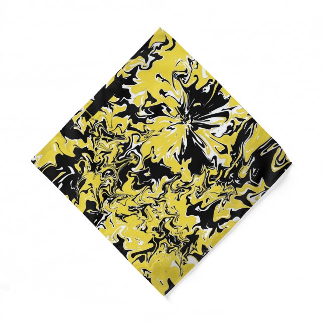 Swirls of Black, White and Yellow Bandana (Front)