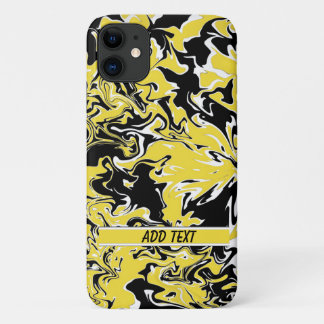 Swirls of Black, White and Yellow  iPhone 11 Case