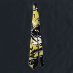 Swirls of Black, White and Yellow  Neck Tie<br><div class="desc">Swirls of Black,  White and Yellow 

Striking colors of black,  white and yellow designed neck tie
By https://www.zazzle.com/store/celestesheffey</div>