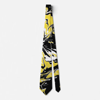 Swirls of Black, White and Yellow  Neck Tie