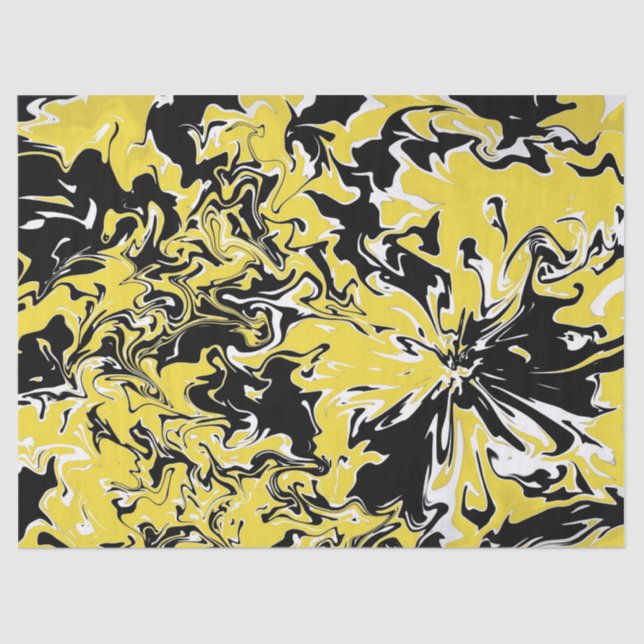Swirls of Black, White and Yellow  Tissue Paper (Front)