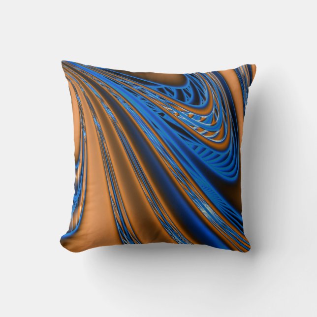 Swirls of Blue and Orange American Mojo Pillow (Front)