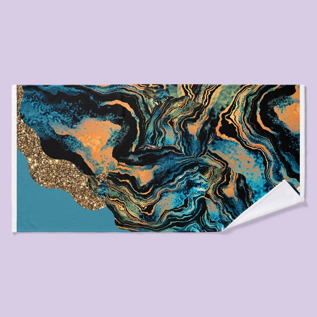 Swirls of Blue Orange Green Black Bath Towel (Bath Towel)