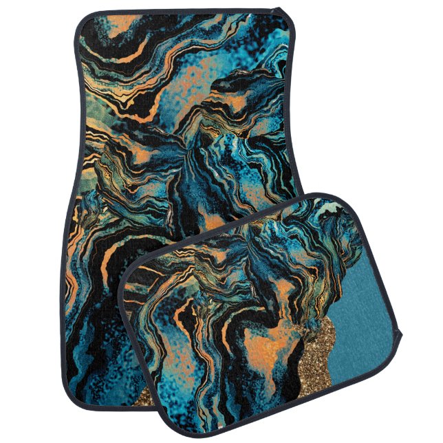 Swirls of Blue Orange Green Car Mats (Set)