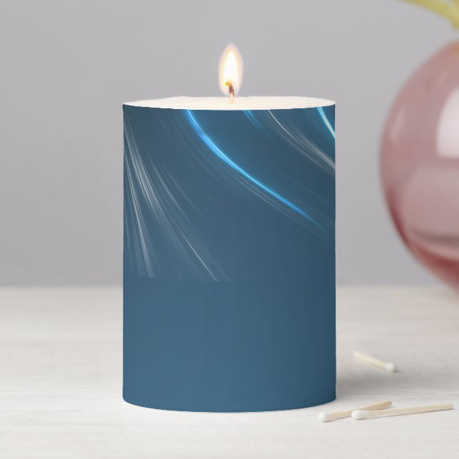 Swirls of Blue Pillar Candle (In Situ)