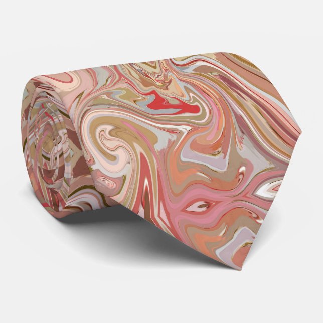 Swirls of Coral Neck Tie (Rolled)