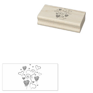 Swirls of Hearts and Roses Rubber Stamp