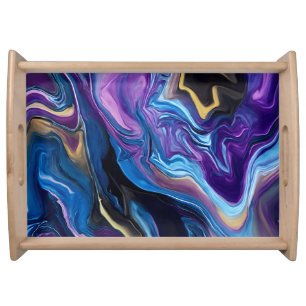 Swirls of Purple Blue Black Wall Plates Serving Tray