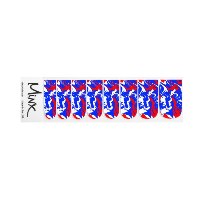 Swirls of Red, White and Blue  Minx Nail Art (Right Hand)
