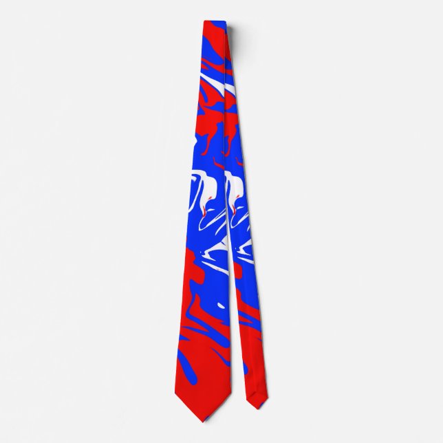 Swirls of Red, White and Blue Neck Tie (Front)