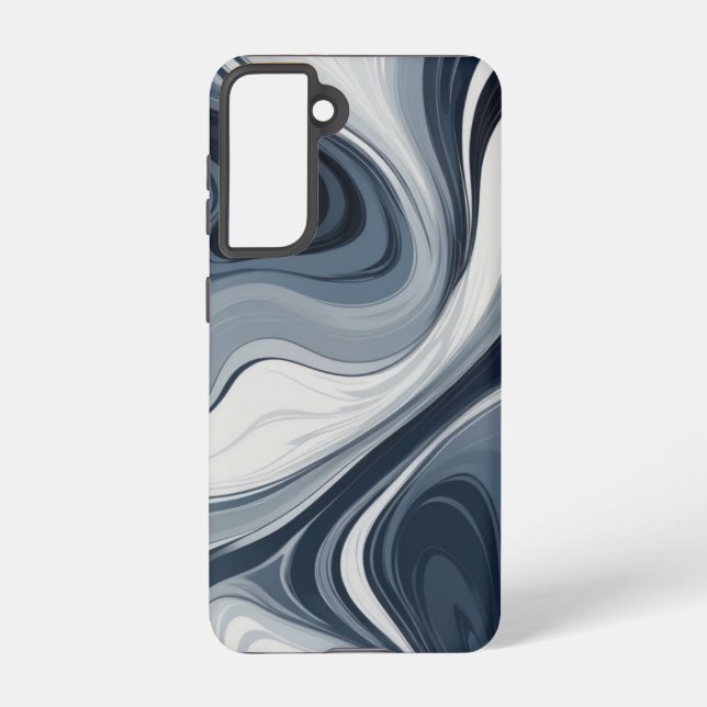 Swirls of white milk in dark blue samsung galaxy case (Back)