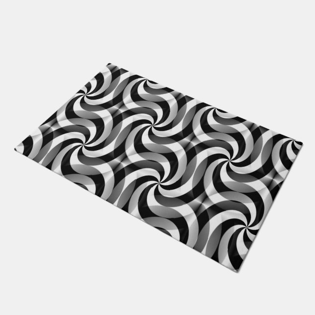 Swirls Pattern soft Black & White + your ideas Doormat (Angled)