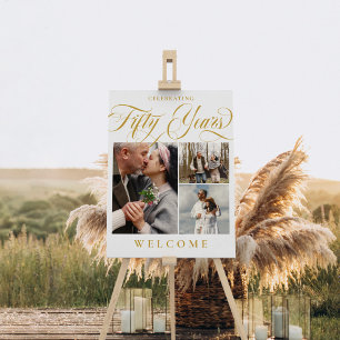 Swirls & Photos 50th Wedding Anniversary Welcome Foam Board