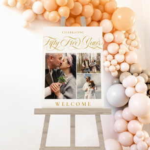 Swirls & Photos 55th Wedding Anniversary Welcome Foam Board