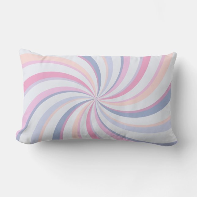 Swirls Pink Blue Peach Lumbar Pillow (Front)