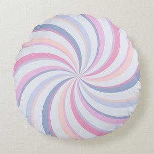 Swirls Pink Blue Peach Round Pillow