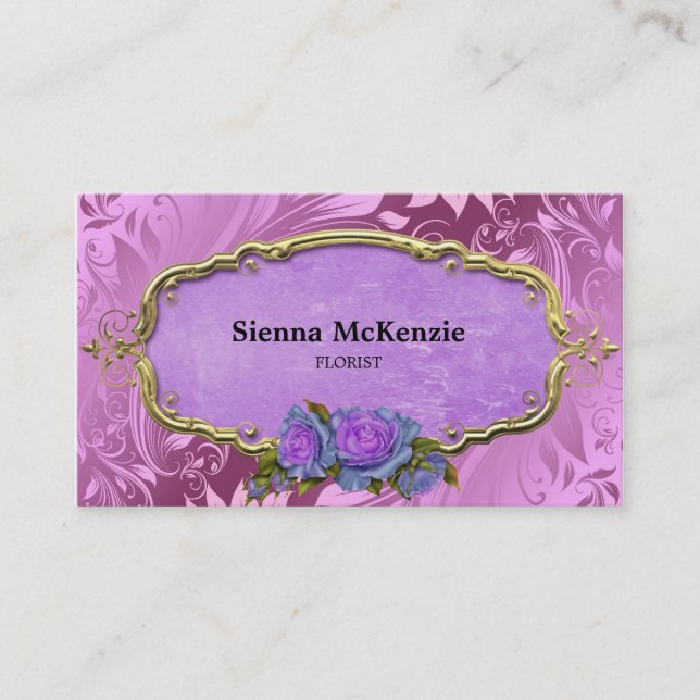 Swirls Roses Business Card (Front)