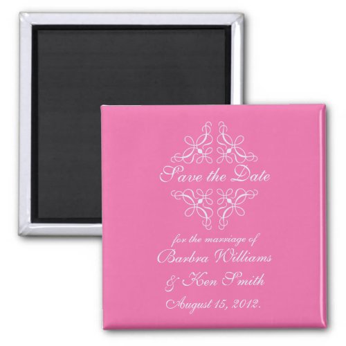 Swirls Save The Date Magnet in Candy Pink