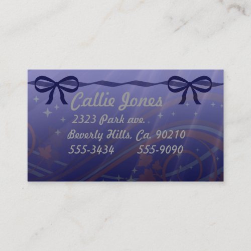 Swirls Stars and Blue Bows Business Cards
