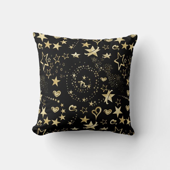 Swirls Stars Pattern  Throw Pillow (Front)