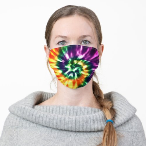Swirls _ unisex 70s style hippie vivid tiedye adult cloth face mask
