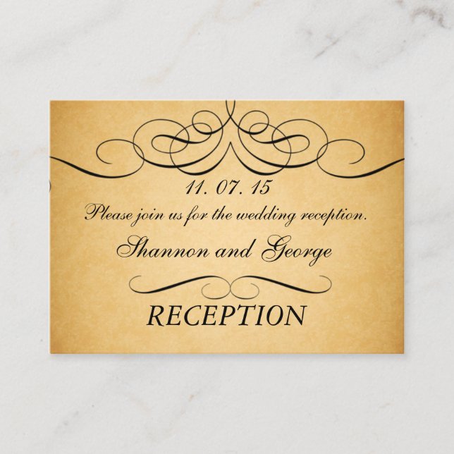 Swirls Vintage Wedding Reception Enclosure Card (Front)
