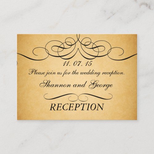 Swirls Vintage Wedding Reception Enclosure Card Business Card