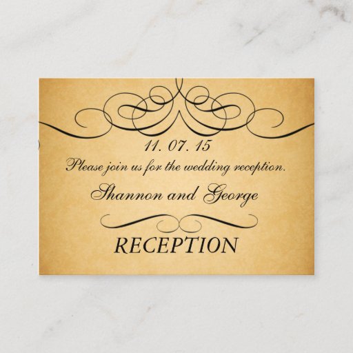 Customizable Swirls Vintage Wedding Reception Enclosure Card Business Card