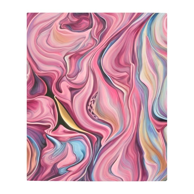Swirls & Waves Paint Pour Pink White Art (Front)