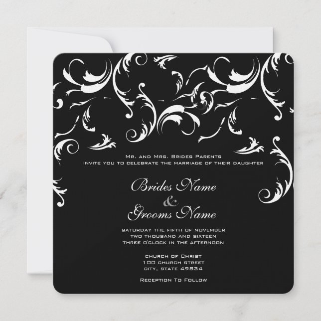 Swirls Wedding Invitation (Front)