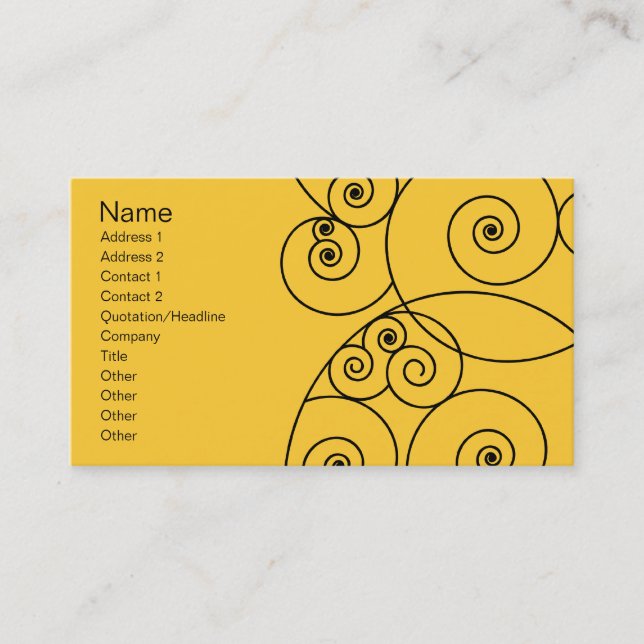 Swirls - Yellow Business Card (Front)